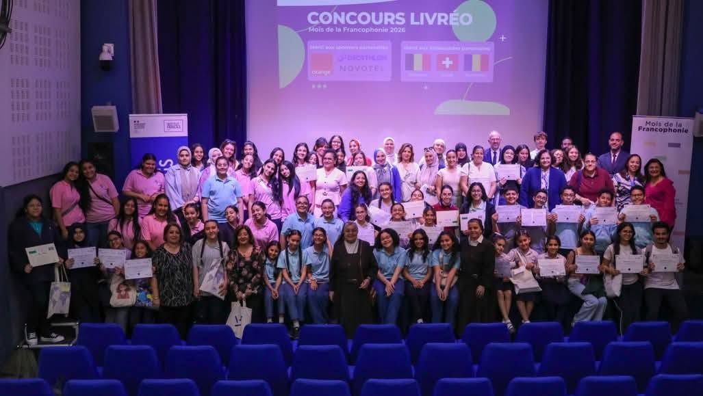 Students at the Concours Livres reading competition